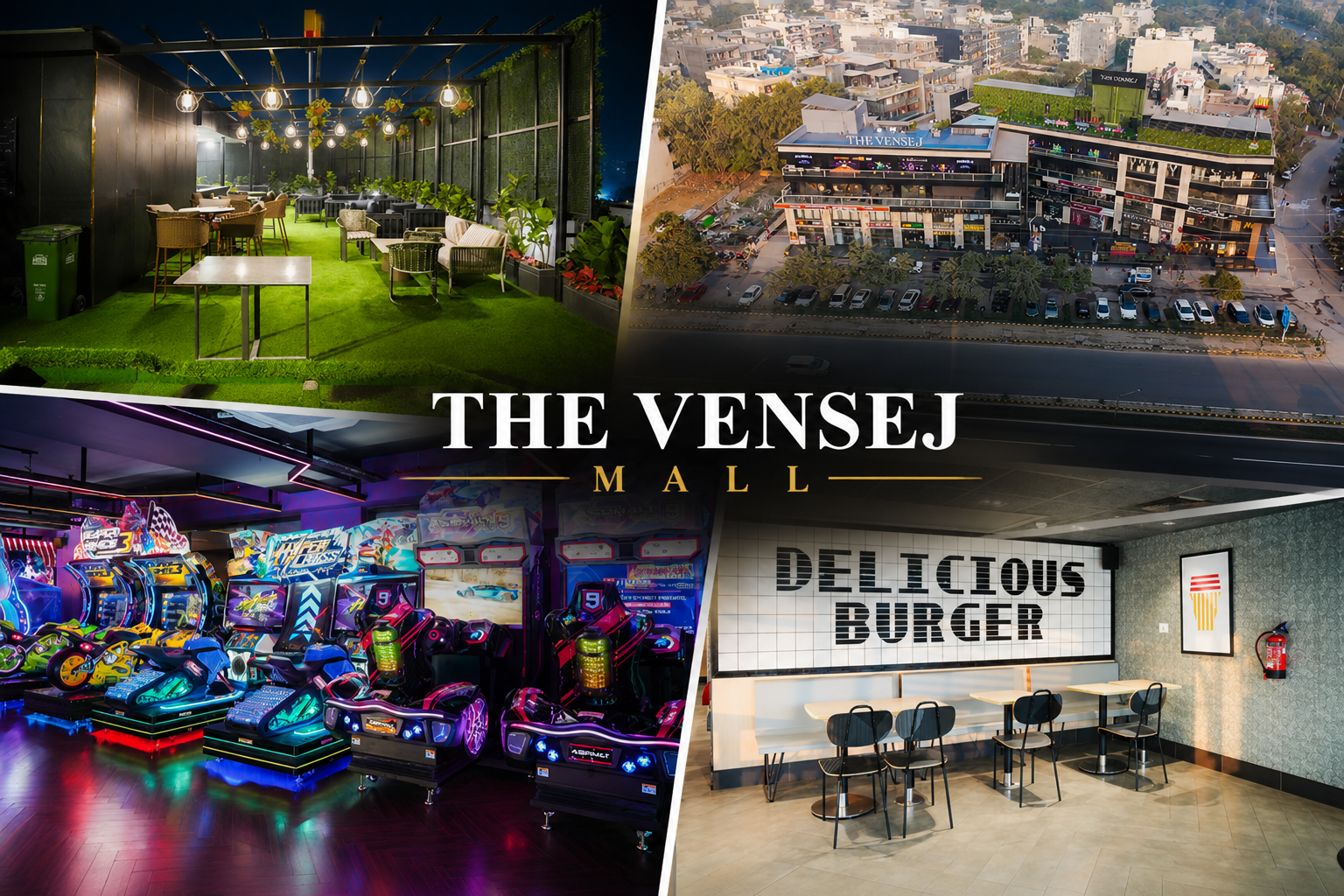Best mall on Golf Course Extension Road, Gurgaon featuring food, gaming, rooftop seating, and family entertainment at The Vensej Mall