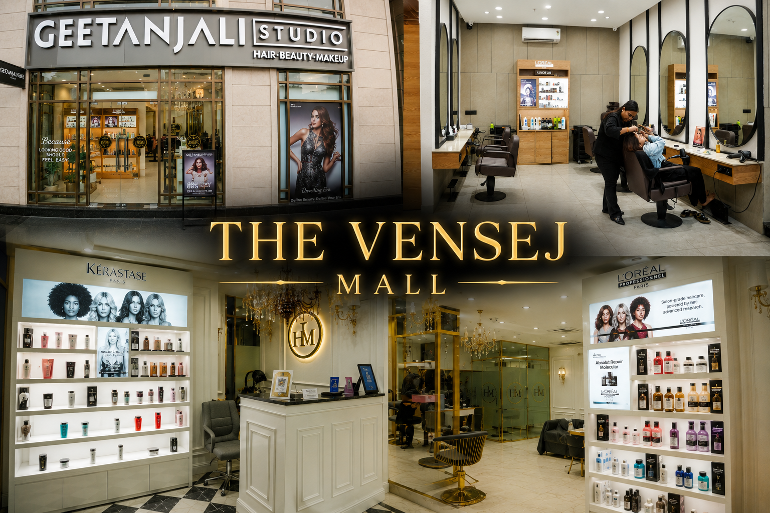 Hairmasters and Geetanjali Studio at The Vensej Mall Gurgaon offering premium hair, beauty, and grooming services.